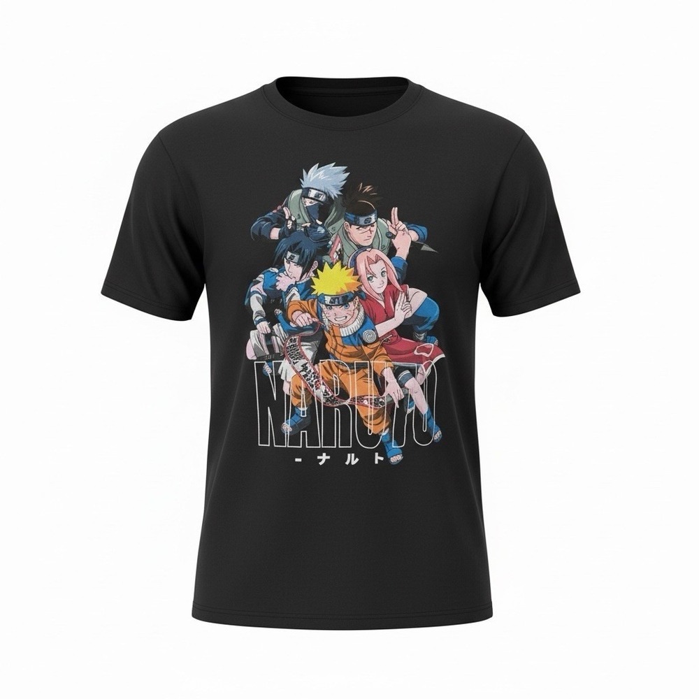 Naruto Shippuden Graphic T Shirt Black Anime Team 7 Mens Medium